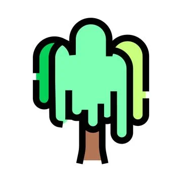 Willow tree green foliage nature plant icon Stock Illustration