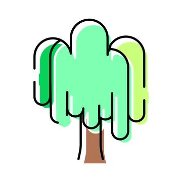 Willow tree plant icon line art design Stock Illustration
