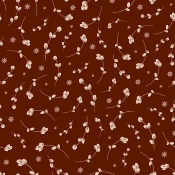 Willow twig seamless background. Boho Easter pattern. Vector illustration イラスト素材