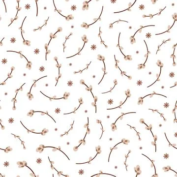 Willow twig seamless background. Easter pattern. Vector illustration Illustrazione stock