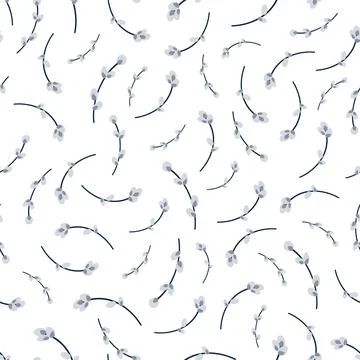 Willow twig seamless background. Easter pattern. Vector illustration Stock Illustration