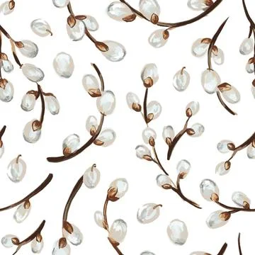 Willow twig seamless pattern. Easter pattern Stock Illustration