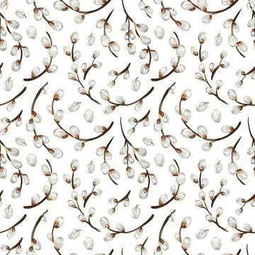 Willow twig seamless pattern. Easter pattern. 스톡 일러스트