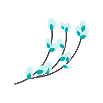 Willow twig.Easter willow.Flat vector illustration Stock Illustration