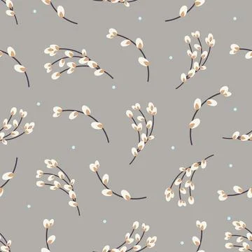 Willow twigs pattern. Easter holiday background. イラスト素材
