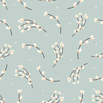 Willow twigs pattern. Easter pattern with willow Stockillustratie