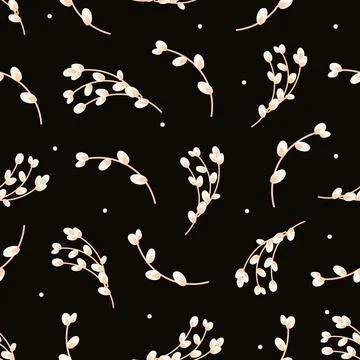 Willow twigs pattern. Easter pattern with willow Illustrazione stock