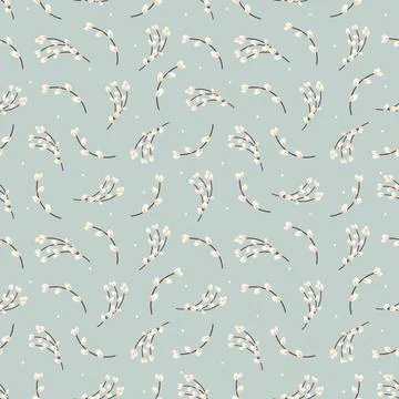 Willow twigs pattern. Easter pattern with willow Stock Illustration