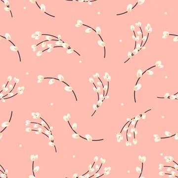 Willow twigs seamless pattern. Easter pattern Stock Illustration