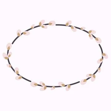 Willow wreath. Oval frame made of willow twigs Stock Illustration