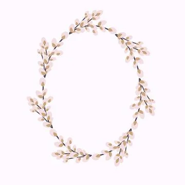 Willow wreath. Oval frame made of willow twigs Stock Illustration