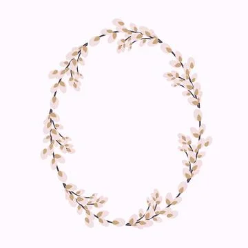 Willow wreath. Oval frame made of willow twigs Stock Illustration