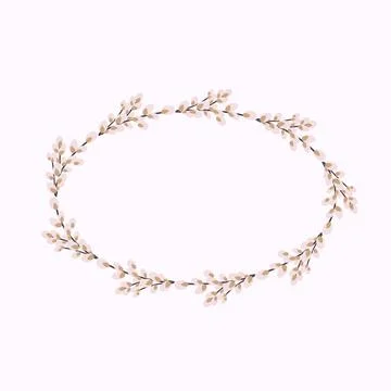 Willow wreath. Oval frame made of willow twigs Stock Illustration