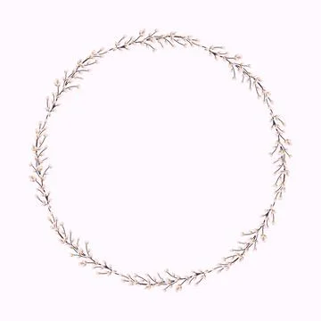 Willow wreath. Round frame made of willow twigs Stock Illustration