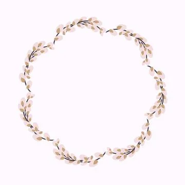 Willow wreath. Round frame made of willow twigs Illustrazione stock