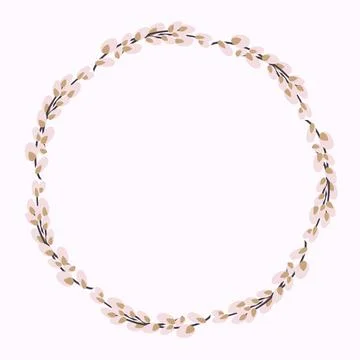 Willow wreath. Round frame made of willow twigs Stock Illustration