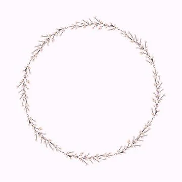 Willow wreath. Round frame made of willow twigs. Stock Illustration