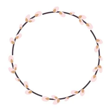 Willow wreath. Round frame made of willow twigs. Stock Illustration