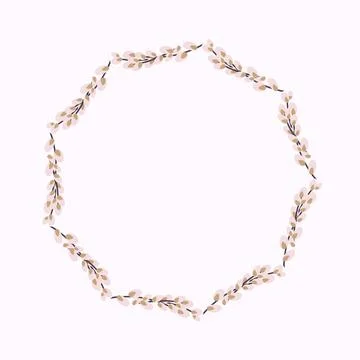 Willow wreath. Round frame made of willow twigs Stock Illustration