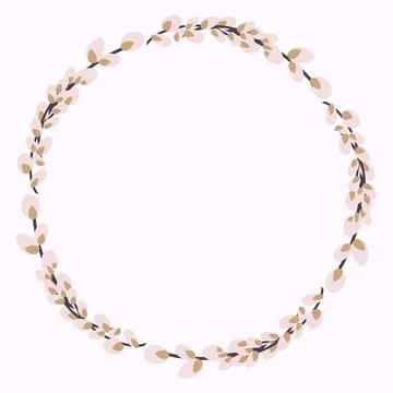 Willow wreath. Round frame made of willow twigs Stock Illustration