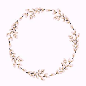 Willow wreath. Round frame made of willow twigs Stock Illustration