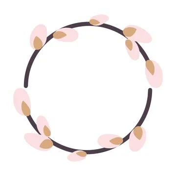 Willow wreath. Round frame made of willow twigs. Stock Illustration