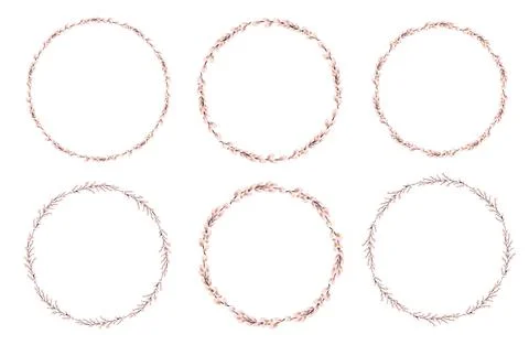 Willow wreath set. Easter round willow wreath Stock Illustration
