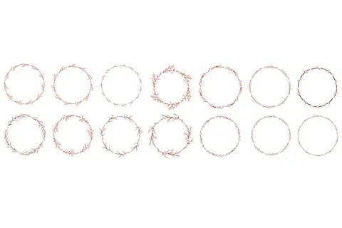 Willow wreath set. Easter round willow wreath Illustrazione stock