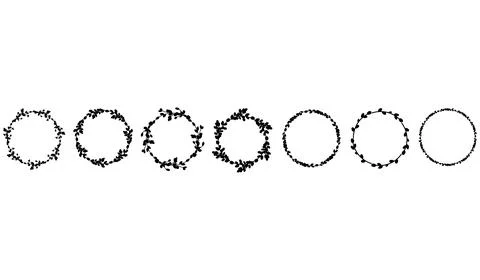 Willow wreath set. Round frame silhouette Stock Illustration