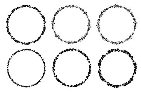 Willow wreath set.Round frame black silhouette Stock-Illustration