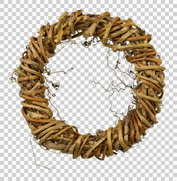 Willow wreath withe with spring twigs isolated on transparent, png. Easter .. Stock Photos