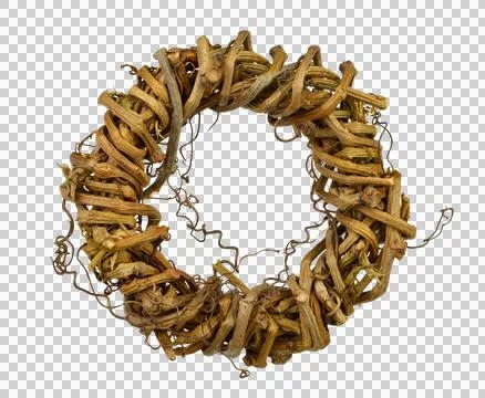 Willow wreath withe with spring twigs isolated on transparent, png. Easter .. Stock Photos