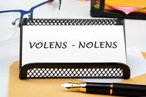 Willy - nilly latin expression volens-nolens (willing or unwilling) written o Stock Illustration