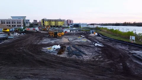 Wilmington Construction Site with Equipment Stock Footage