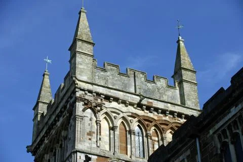 Wimborne Minster tower Foto stock