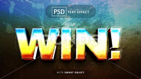 Win 3d text effect editable PSD Template