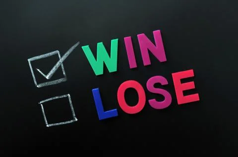 Win and lose check boxes 스톡 사진