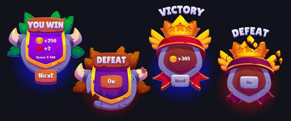 Win and lose ui game interface score board button Stock Illustration