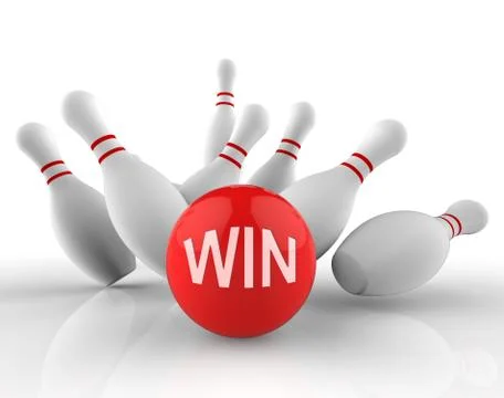 Win Bowling Represents Strike Success 3d Rendering 스톡 일러스트