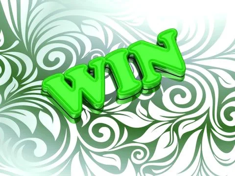 WIN- bright color letters on nice green ornament background Stock Illustration