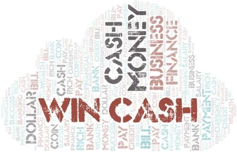 Win Cash typography word cloud. Stock Illustration
