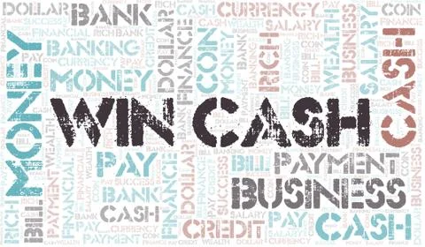Win Cash typography word cloud. Stock Illustration