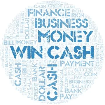 Win Cash typography word cloud. Stock Illustration