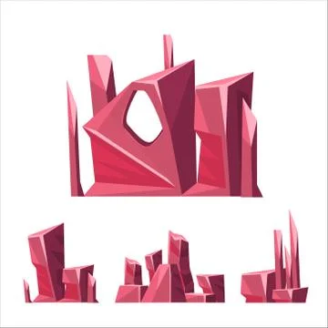 Win Color Rock Elements Set Illustrazione stock