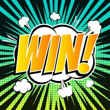 Win comic book bubble text retro style Stock Illustration