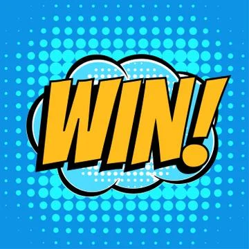 Win comic book bubble text retro style Stock Illustration