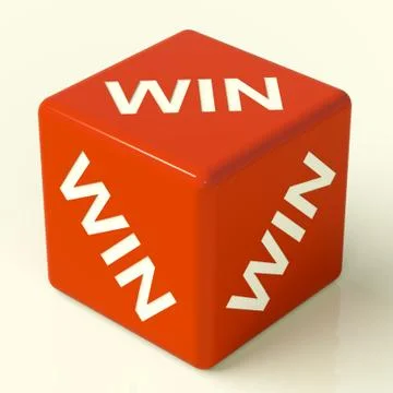 Win dice representing champion and success Stockillustratie