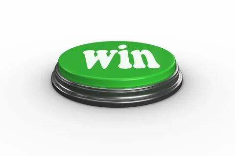 Win on digitally generated green push button Stock Illustration