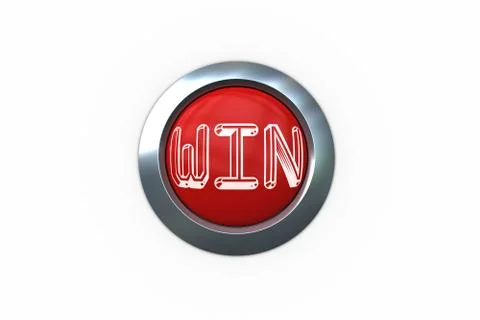Win on digitally generated red push button Stock Illustration
