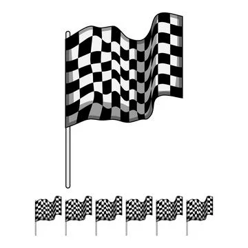 Win finish flag cartoon vector graphic Illustrazione stock